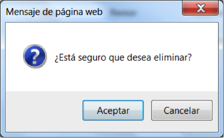 PopUp confirmación de Eliminación